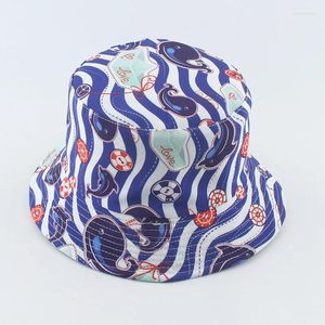 Berets balde chapéu feminino boné verão sol praia borda proteção uv mar animal reversível acessório de férias para homens adolescentes ao ar livre