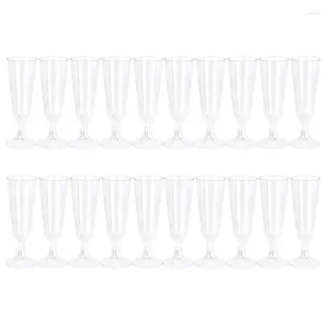 Disposable Cups Straws Set Of 20 Plastic Material Champagne Flutes Transparent Toasting Glasses Wedding Party Cocktail