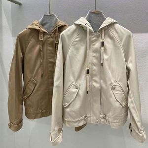 24 Frühes Frühling Neues Produkt BC Kapuzenjacke gekämmte Baumwollmischte Zipper Casual Coat Leichte Industrie Perlen -Top für Frauen