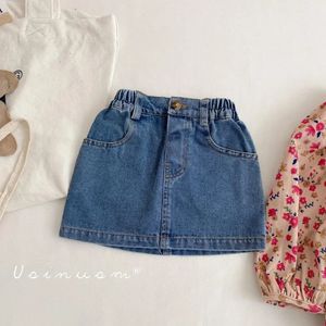 Kids Denim Skirt for Girls All-match Elastic Waits Short Mini Skirt for Children Girls Cowboy Skirts for Baby Girl Outfit 1-6T 240325