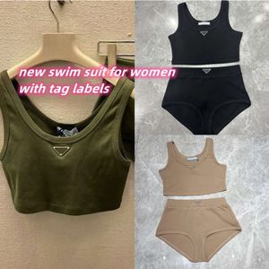 Kobiety kostium kąpielowy Zestawy Womenu Solid kolorowy kombinezon pływania Seksowne pasy zbiornikowe Wzór Swimsuit Wysokiej jakości wielkość kobiet S-L FZ2404021