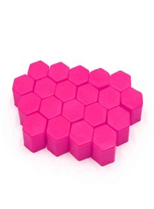 uxcell 20 Pcs 19mm Pink Black Blue Silicone Luminous Car Vehicle Wheel Tyre Hub Screw Bolt Nut Cap Covers9353319