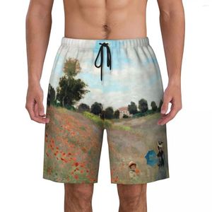 Mäns shorts franska impressionistkonstmens badstammar badkläder snabb torr strandbräda claude monet målning simning brädshorts