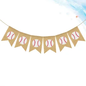 Decoração de festa Vintage Burlap Banner Tema Swallowtail Bunting Ornamento Adereços Beisebol Guirlanda Linho Bandeira Suprimentos