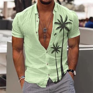 Camisas casuais masculinas verão coco árvore para homens 3d impresso camisa havaiana e mulheres praia manga curta tops unisex blusa camisa