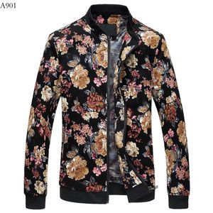 Flower Jacket Men Fashion Casual Designer Jackets And Coats Zipper Standing Collar Print Streewear S s