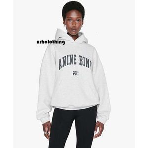 anime hoodie 21 Autumn/winter New Niche Women's Clothing AB Classic Letter Print Inner Fleece Flower Gray Hooded Hoodie