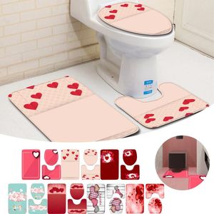 Carpets Toilet Covers And Rugs Valentine's Day Bathroom Floor Mat 3 Piece Set Of Love Design Memory Foam