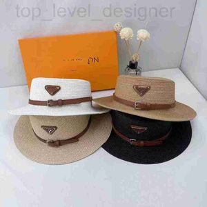 Wide Brim Hats & Bucket designer Hat Female P Family Letter Triangle Straw Summer Flat Top Sunshade Beach Knitted Fashion Sun 35KW