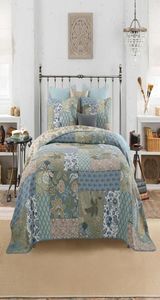 Shabby Chic Floral 3 sztuki Patchwork Bedspread Pillow Shams Sumer Quilts Zestaw Queen King Size 100 Bawełniany odwracalny Ultra Soft14678328