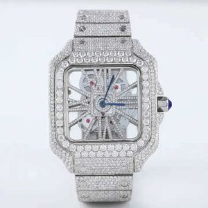 Dostosowana luksusowa marka lodowana zegarki VVS MOISSANITE Diamentowe szkieletowe zegarki mechaniczne