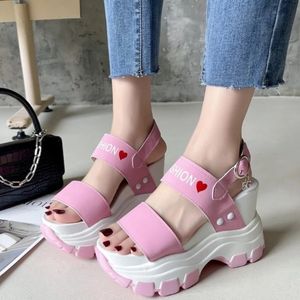 Platform Sandals Women Summer Chunky High Heels Female Wedges Shoes for Fish Toe Red Sandalia Feminina 240311