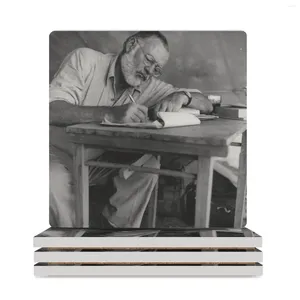 Tapetes de mesa Ernest Hemmingway Porta-copos de cerâmica (quadrado) Tapete para canecas Animal Bulk