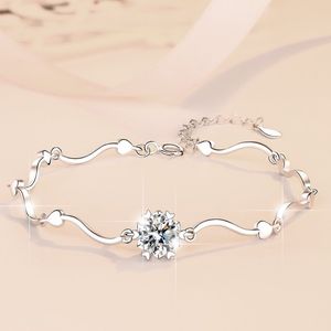 Pulseira de moissanita de 1ct de verdade para mulheres para mulheres S925 Sterling Silver Diamond Heart Bracelets Fine para meninas mulheres