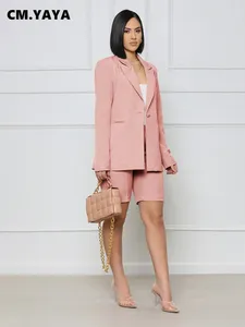 TRACKSUITOS DE MULHERES CM.Defina a manga longa um botão Blazer e Shorts Suit 2024 Chic OL Summer Two 2 peças Roupas de roupas