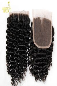 Middle Part Brasilian Kinky Curly spetsstängningstorlek 4x4 kinky curly closure jungfru människa hår curly spetsstängning 1305934