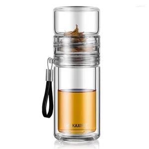 Wine Glasses Business Type Glass Bottle Double Layer Tea Water Separation Bottles Stainless Steel Partition With Rope
