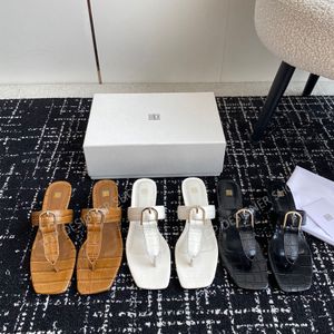 طراز جديد من أعلى جودة النعال Toteme Slippers منخفضة الصنادل الوجه فليب فلاتن حذاء جلدي أصلي أحذية مصممة فاخرة للسيدات باللون الأسود الأسود البني