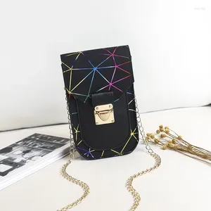 Shoulder Bags Korean Women's Cross-border Color Lingge Mobile Phone Bag Wholesale 2024 Summer And Autumn Cover Lock Chain Square