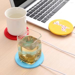 Esteiras de mesa aquecimento elétrico caneca aquecedor energia usb dos desenhos animados esteira termostática desktop copo mais quente para café leite chá cozinha suprimentos