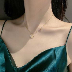 Ожерелье-бабочка из титановой стали, не выцветающее, для женской цепочки на ключицу, новый холодный и крутой стиль в 2024 году, модная универсальная шейная цепочка для интернет-знаменитостей в Instagram