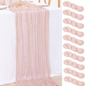 10PCS Wholesale Gauze Table Runner Wedding SemiSheer Vintage Cheesecloth Dining Party Christmas Banquet Arches Cake Decor 240325