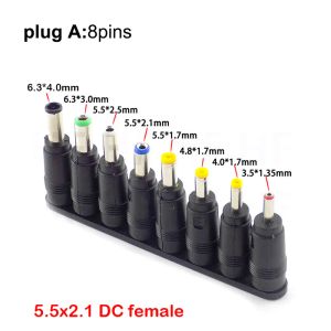Universal 5.5mmx2.1mm DC female to male AC Power Plug Supply Adapter Tips Connector Kits for Lenovo Thinkpad Laptop Jack Sets