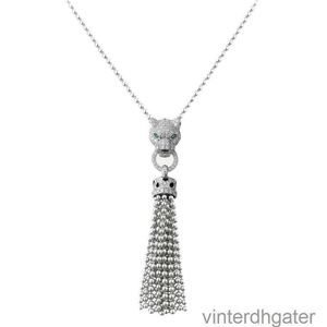 Top Luxury Fine Original 1to1 Designer Necklace for Women 925 Silver Gold-plated High Carbon Diamond Enamel Jaguar Series Carter Cheetah Necklace