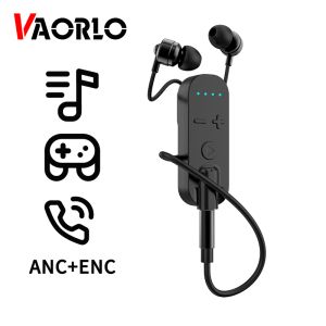 Earphones Bluetooth 5.1 Receiver With Earphone Low Latency Game Headset ANC+ENC Noice Cancelling 3.5mm AUX Wireless Audio Adapter With Mic