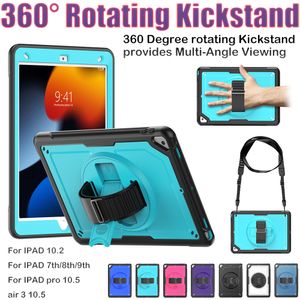 iPad Proの最新のタブレットケース10.5インチAir3 iPad 10.2インチ7th 8th 9th 360 Rotation Hand Strap Kickstand Cover Ultra Light Rugged Shockproof Kids Case with S Pen Holder