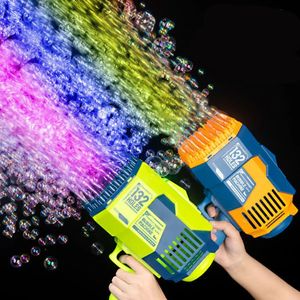 Bubble Gun Rocket 132 Buracos Bolhas de Sabão Máquina de Arma Forma Soprador Automático com Brinquedos Leves para Crianças Pomperos Presente do Dia das Crianças 240329