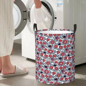 Laundry Bags Suzani Ispired Floral Pattern Circular Hamper Storage Basket Waterproof Bathrooms Toys