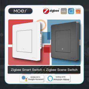 Control MOES Smart Light Switch Tuya ZigBee Star Ring Series No Neutral Wire No Capacitor Needed Smart Life Works with Alexa Google Home