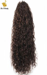 Koyu Kahverengi 2 Renk Kıvırcık Saç Uzantıları Remy Human Hair Drawstring Ponytail Klipsli 1030inch dalgalı gevşek kıvrım1741697