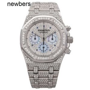 Top Men APS Factory Audemar Pigue Watch Swiss Ruch Abbey Royal Oak Watch 39 mm Diamond twarz nieoznakowany tarcza w Platinum