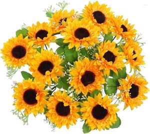 Decorative Flowers 6pcs Artificial Sunflower Bouquets Fake For Baby Shower Home Decoration Wedding Decor