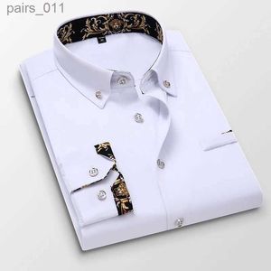 Men's Casual Shirts Mens clothing Arrival Men Shirt Fashion Causal Long Sleeved Male Dress Social Business Brand Shirt Soft Weeding White Shirts 240402