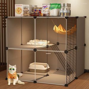 Cat Carriers Nordic Transparent Cages Home Indoor Villa Cabinet Multi-layer Large Cage House With Litter Box Pet Supplies