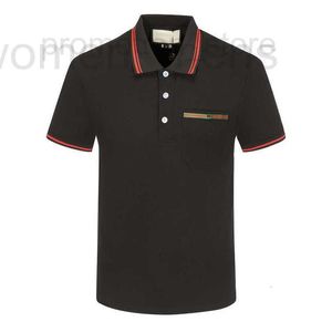 Herrpolos designer röd och grn randig krage broderad poshirt flip kort slved t-shirt halva unisex casual stil sv8k gp9j