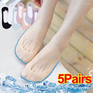 Women Socks Antiskid Ankle Boat For Ladies Summer Invisible Cuttable Breathable Anti Slip Silicone Dot Girls Silk
