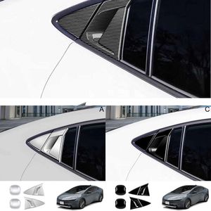 Uppgradering för Toyota Prius 60 Series 2023 2024 ABS Black Carbonfiber bakre dörrhandtag skålram bakre triangel trim externa tillbehör