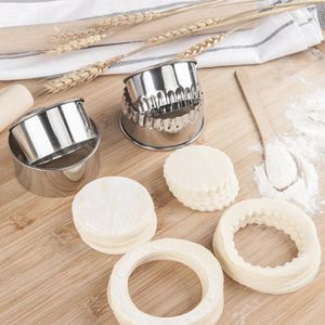 Stampi da forno 3 pz/set Spessa In Acciaio Inox Stampo Biscotti Rotonda Curva Liscia Gnocchi Wonton Taglio Della Pelle Torta Formine per Biscotti