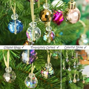 Party Decoration 12st Clear Crystal Christmas Balls Ornament Glass Hängande pendell Vindklockor för Xmas Wedding Home