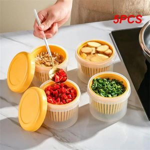 Storage Bottles 5PCS Double Layer Vegetables Sealed Keeper Fresh Box With Drain Basket Refrigerator Use Draining Crisper Strainers