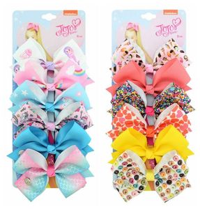 54 Kolory Dzieci Baby Girl Ribbon Cartoon Drukowane Big Hair Bows Sairpin Duckbill Clips JoJo Siwa Barrettes Hair Akcesoria Party S7411034