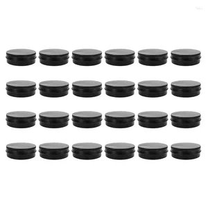 Lagringslådor Aluminium Tin - 24 Pack 2oz / 60g Round Metal Container Skruv Topp Kosmetiska provbehållare Ljus resebanor Retail