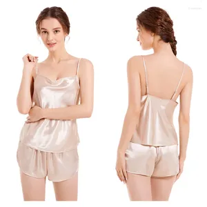 Home Clothing Sexy Strap Top&ampshorts Sleepwear Two Piece Set Summer Female Pajamas Nightwear Loose Thin Rayon Clothes Lingerie