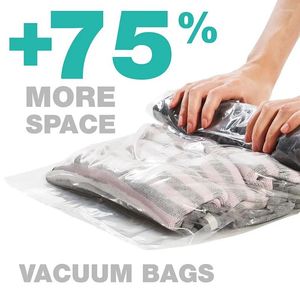 Storage Bags Clothes Compression Hand Rolling Clothing Plastic Vacuum Packing Sacks Travel Space Saver For Luggage