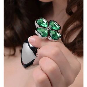 Andra hälsoskönhetsartiklar Lucky Clover Gemstone Anal Plug S/M/L Size Four Leaf Clover Rostfritt stål Kristallsmycken Anal Plug Y240402