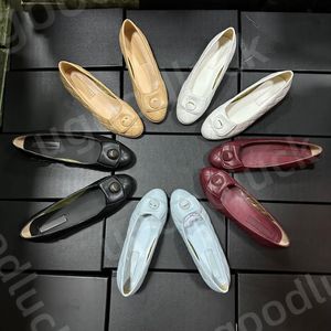 Designer channel Ballet Shoes Flat shoes Women's sandals Leather diamond flat round head small flip metal satchel buckle shingle sandals